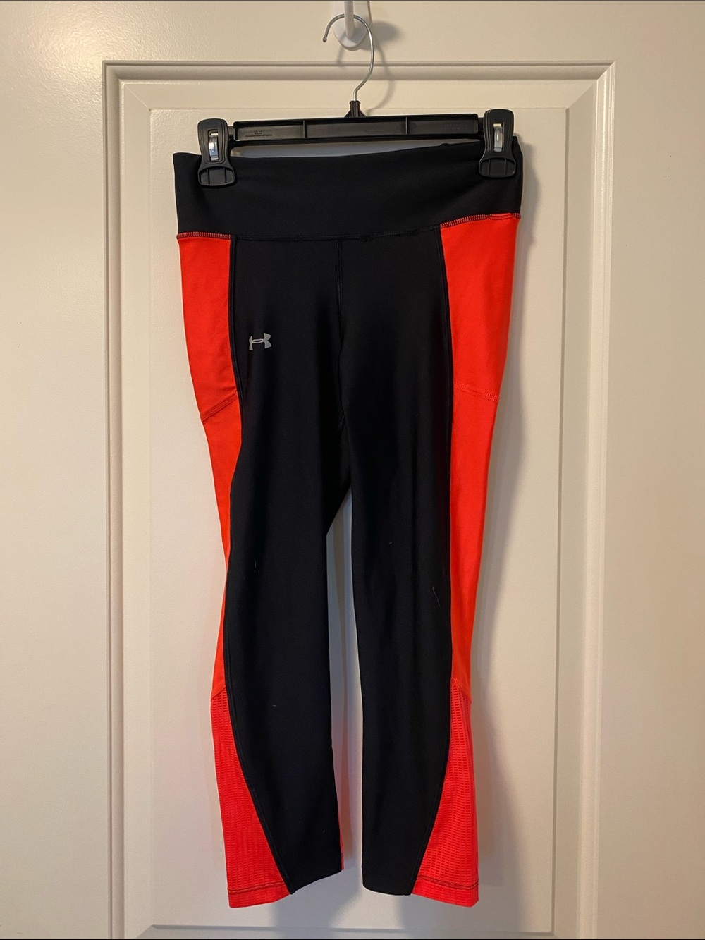 Under Armour Black with Red Side-Panel Performance Leggings